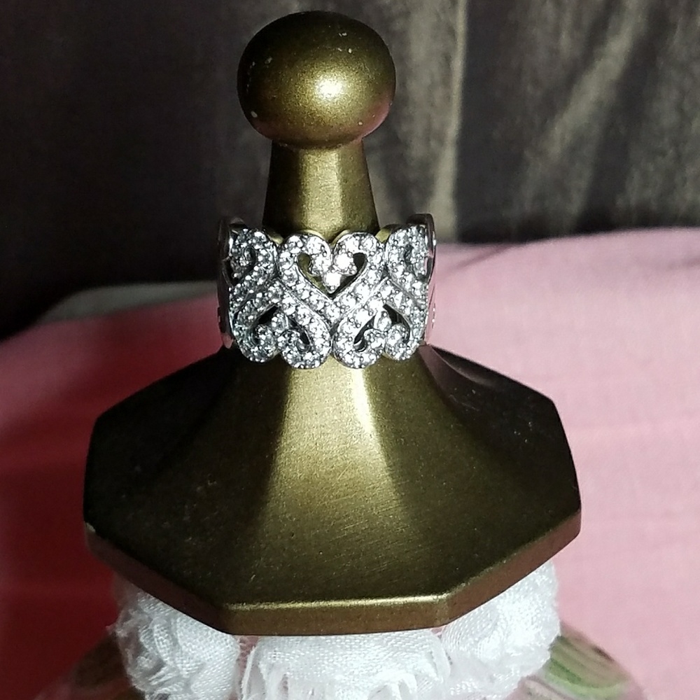 Sterling Silver CZ heart Band
